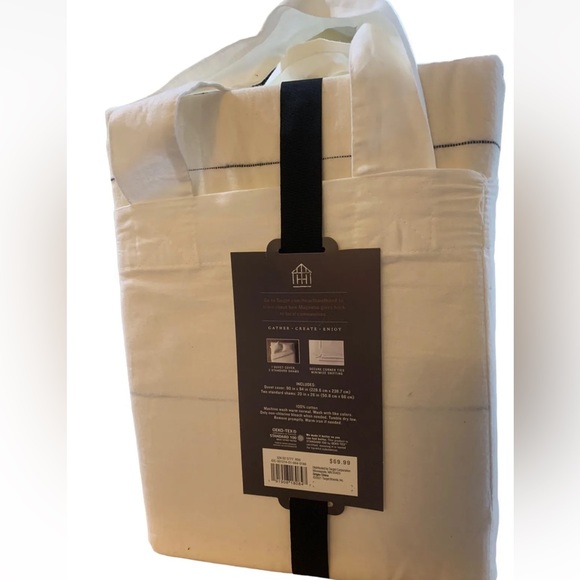 Hearth & Hand Bedding 3pc Hearth Hand W Magnolia Thin Stripe Duvet Cover Set Cream Color